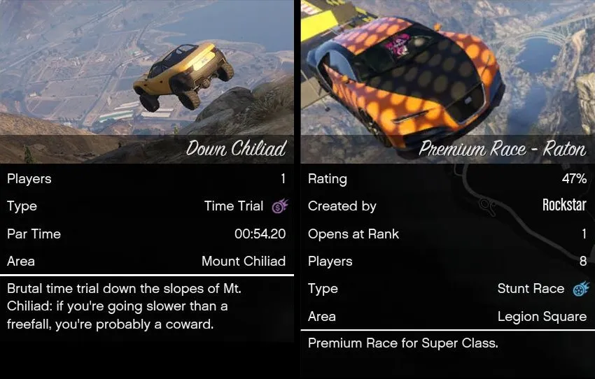 Time Trial Down Chiliad, Premium Race Raton