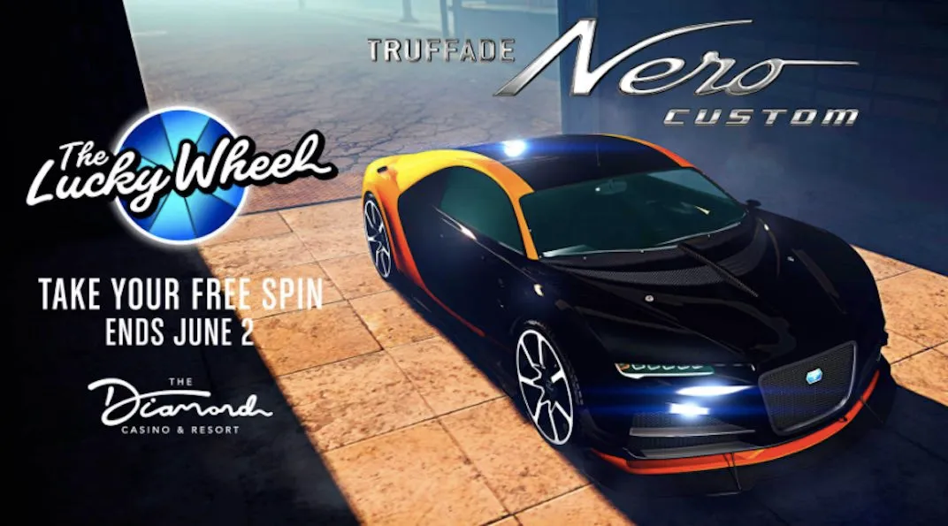For the May 5th Grand Theft Auto update the podium vehicle is the Truffade Nero Custom.