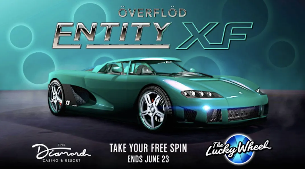 The podium vehicle for the Grand Theft Auto June 10th update is the Overflod Entity XF