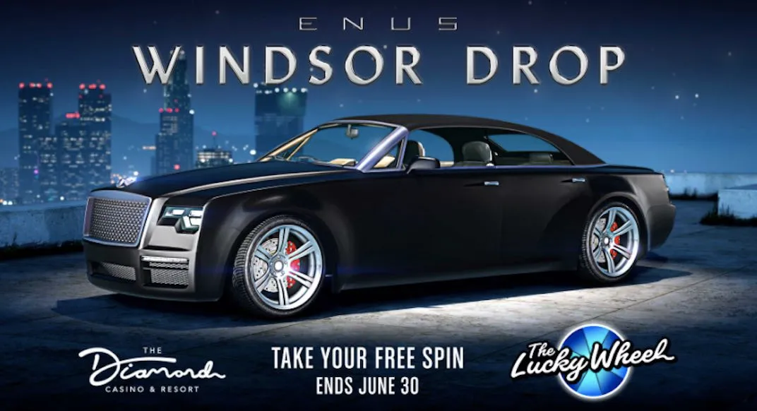 The podium vehicle for the GTA Online June 24th weekly update is the Enus Windsor Drop.