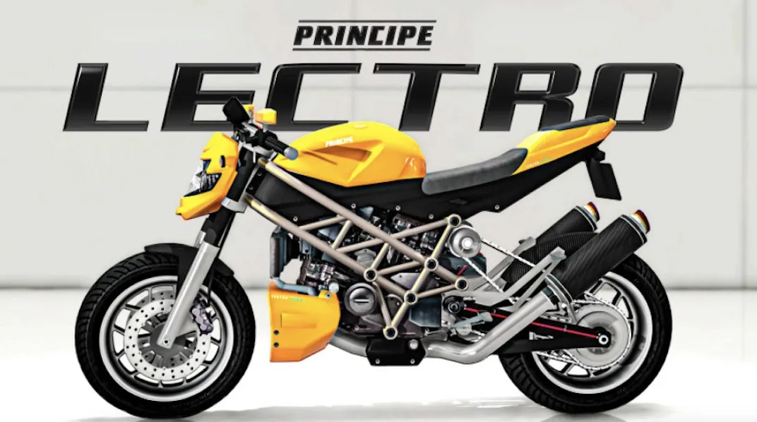 For the September 16th update the Grand Theft Auto Online podium vehicle is the Principe Lectro.
