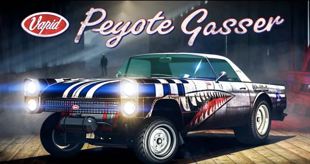 For the October 21st, 2021 Grand Theft Auto V Online update, the podium vehicle is the Peyote Gasser.